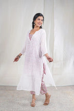 Alka – Floral Print Mul Cotton 3 Piece Kurta Set in White Color, Amba Collection – Ethnic Wear