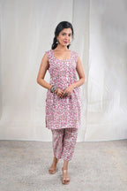 Alka – Floral Print Mul Cotton 3 Piece Kurta Set in White Color, Amba Collection – Ethnic Wear