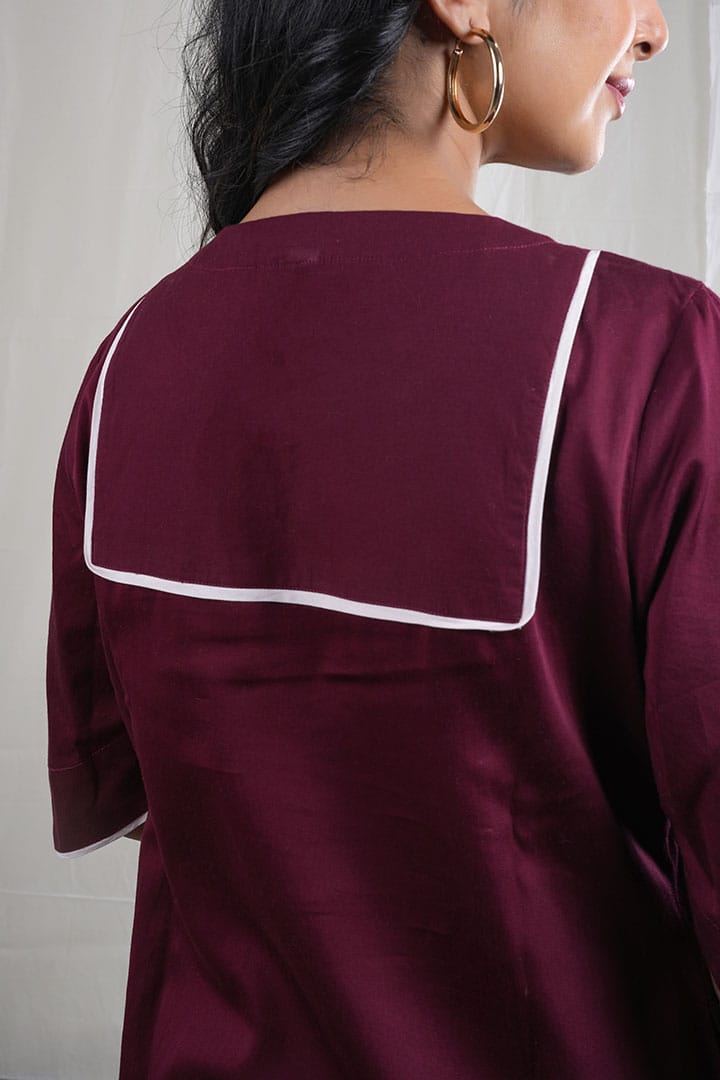 Ruhani – Italian Silk 2 Piece Kurta Set in Maroon Color, Tarangini Collection – Indo Western Wear