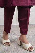 Ruhani – Italian Silk 2 Piece Kurta Set in Maroon Color, Tarangini Collection – Indo Western Wear