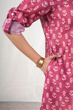 Akansha – Flower Cotton Chanderi 2 Piece Kurta Set in Maroon, Red Color, Amba Collection – Ethnic Wear