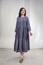Aadishree – Handloom Pattern Handloom Silk Cotton 2 Piece Kurta Set in Grey Color, Amba Collection – Ethnic Wear