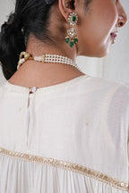 Shubhra – Embroidery Lace Details Chanderi And Mul Cotton 2 Piece Anarkali in Beige, white Color, Tarangini Collection – Ethnic Wear