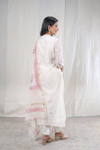 Chandrika – Sequence Work Chanderi Silk 3 Piece Suit Set in White, Beige Color, Tarangini Collection – Ethnic Wear