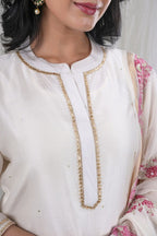 Chandrika – Sequence Work Chanderi Silk 3 Piece Suit Set in White, Beige Color, Tarangini Collection – Ethnic Wear