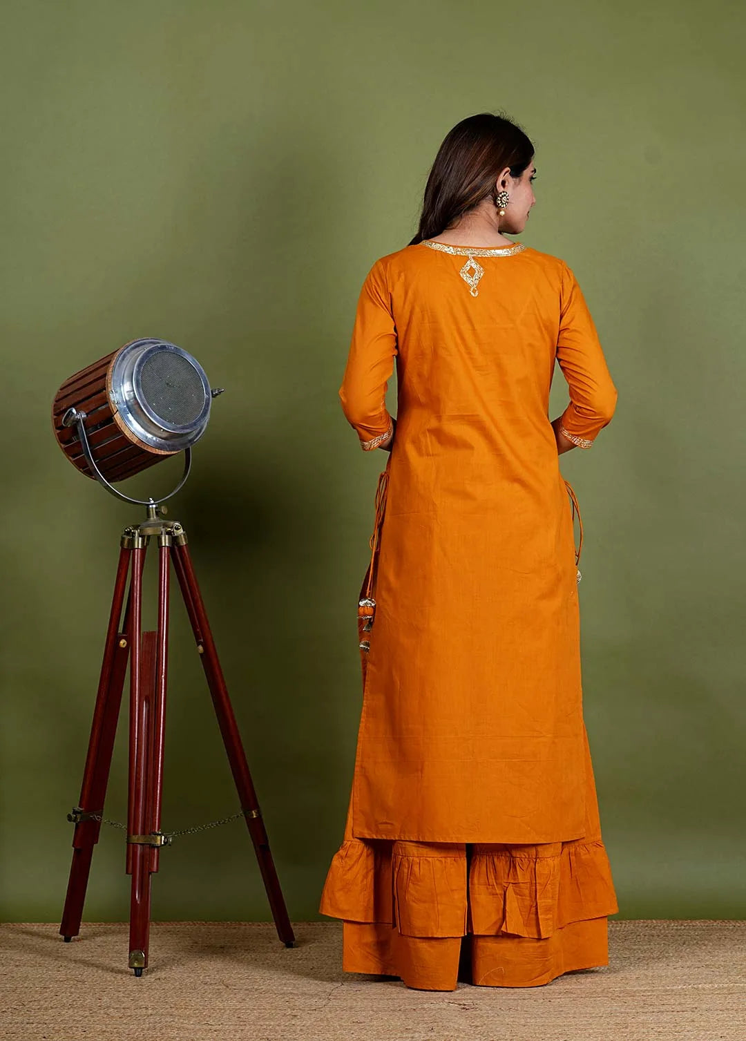 Swarna – Gota Work Cotton Silk 3 Piece Suit Set in Yellow Color, Tarangini Collection – Ethnic Wear