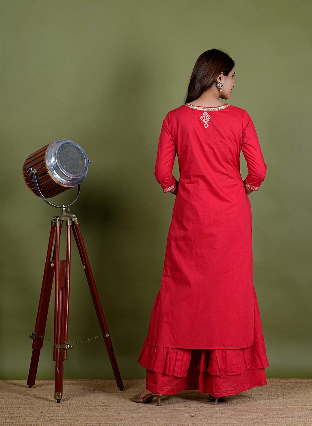 Rudrika – Gota Work Cotton Silk 3 Piece Suit Set in Red Color, Tarangini Collection – Ethnic Wear