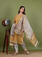 Suryani – Gota Work Premium Cotton 3 Piece Suit Set in Yellow Color, Tarangini Collection – Ethnic Wear