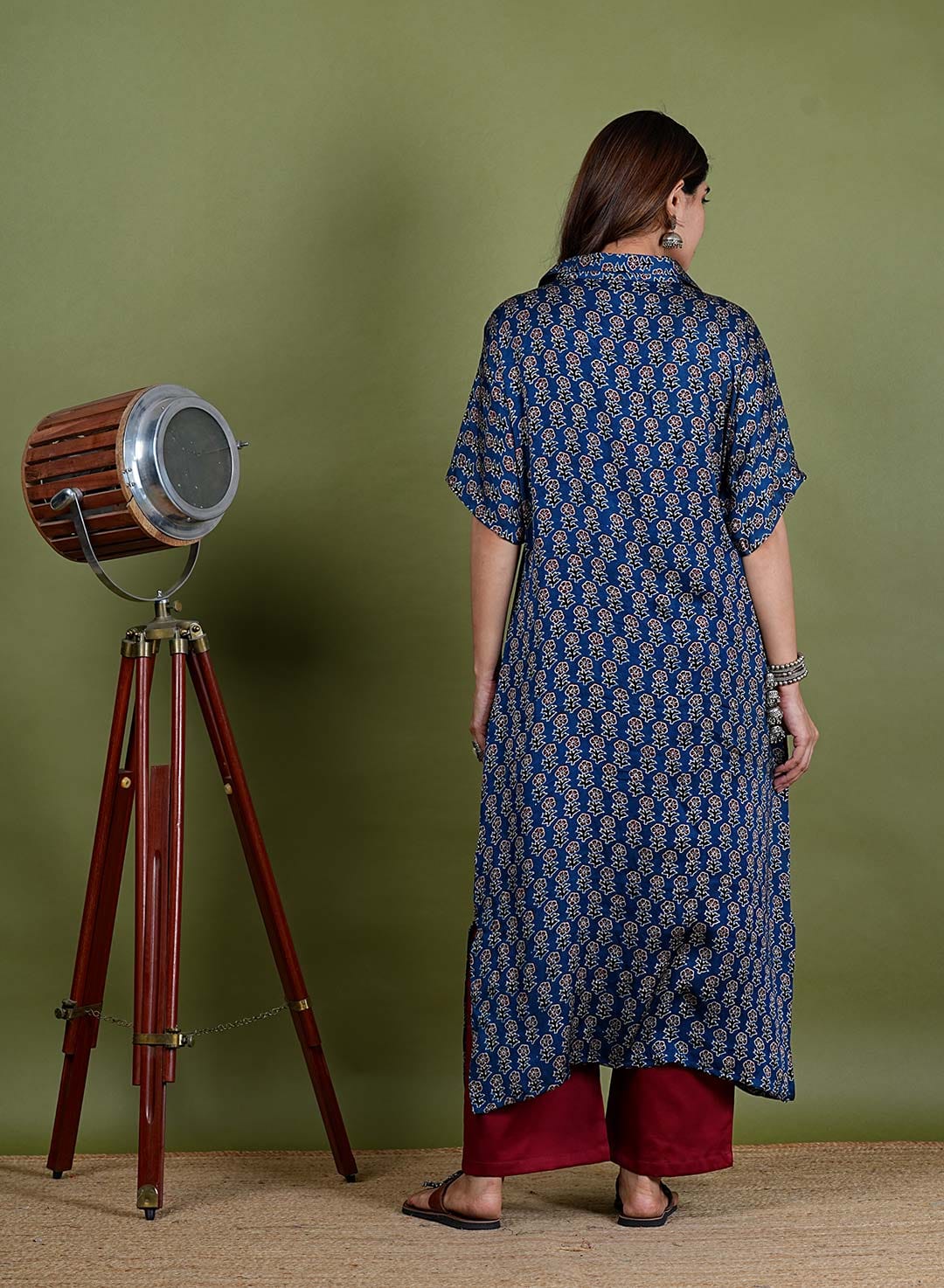 Indhira – Ajrak Ajrak Modal Silk 2 Piece Kurta Set in Dark Blue Color, Tarangini Collection – Ethnic Wear