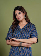 Indhira – Ajrak Ajrak Modal Silk 2 Piece Kurta Set in Dark Blue Color, Tarangini Collection – Ethnic Wear