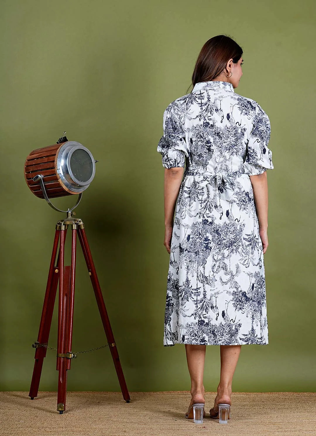 Aadriti – Jungle Screen Print Premium Cotton 1 Piece Dress in White, Black Color, Amba Collection – Indo Western Wear