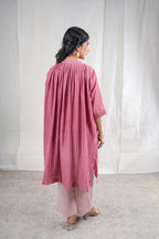 Gulabik – Stripe Print Mul Chanderi 2 Piece Kurta Set in Pink Color Phalak Collection – Indian Wear