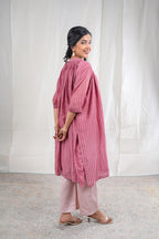 Gulabik – Stripe Print Mul Chanderi 2 Piece Kurta Set in Pink Color Phalak Collection – Indian Wear