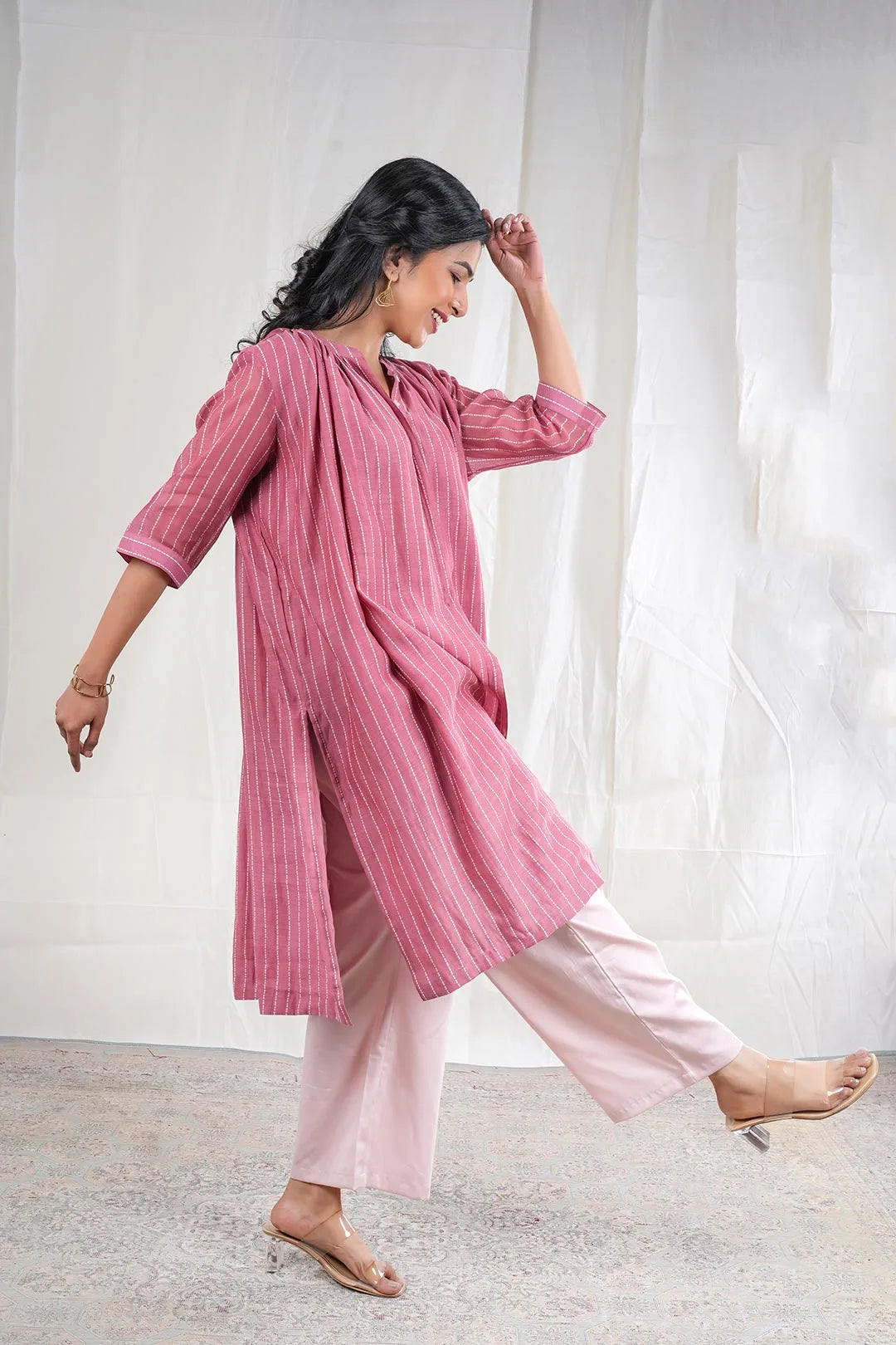 Gulabik – No Print Swiss Cotton 1 Piece Pant in Pink Color Phalak Collection – Indian Wear