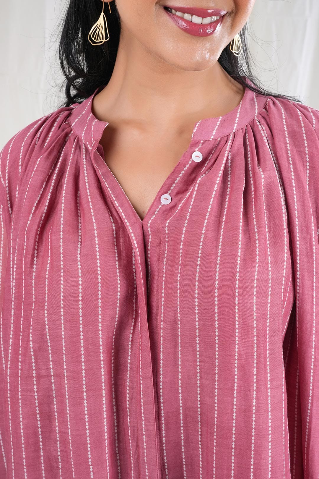 Gulabik – Stripe Print Mul Chanderi 2 Piece Kurta Set in Pink Color Phalak Collection – Indian Wear