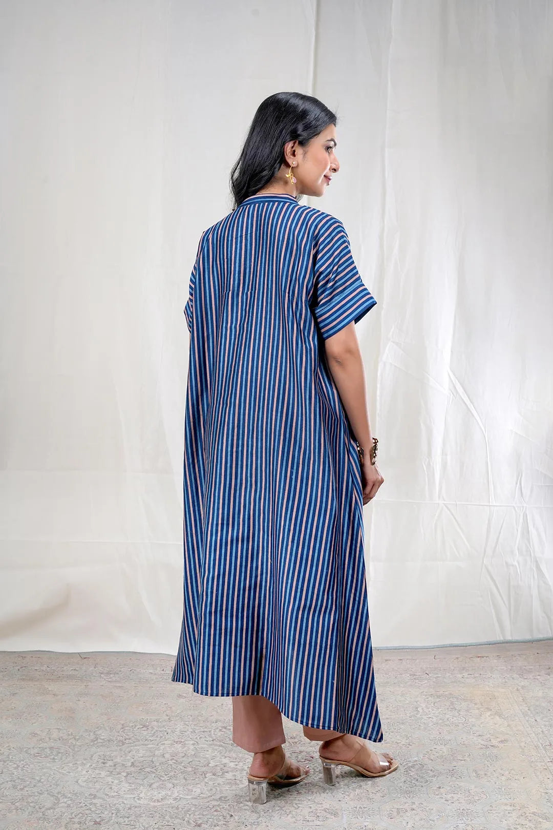 Meher – Stripe Print Mul Chanderi 2 Piece Kurta Set in Blue Color Phalak Collection – Indian Wear