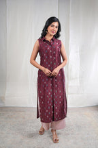 Mrinalini – Floral Print Silk 2 Piece Kurta Set in Brown Color Phalak Collection – Indian Wear