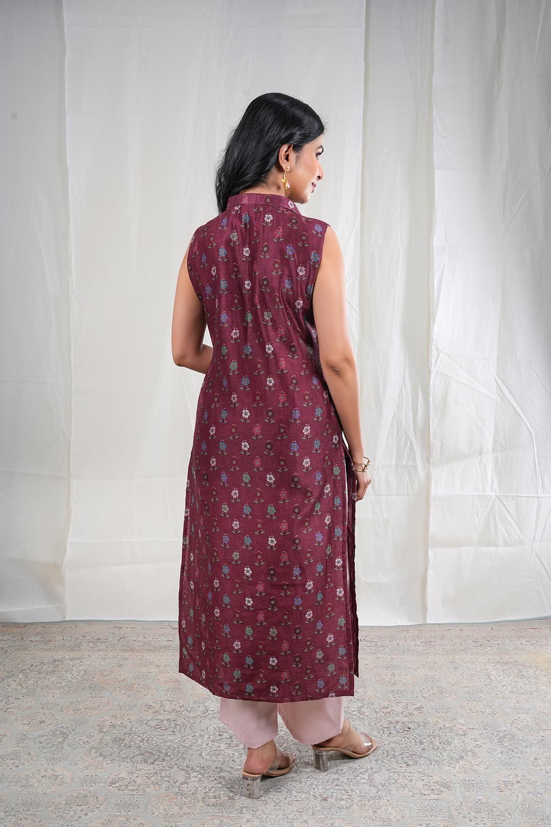 Mrinalini – Floral Print Silk 2 Piece Kurta Set in Brown Color Phalak Collection – Indian Wear