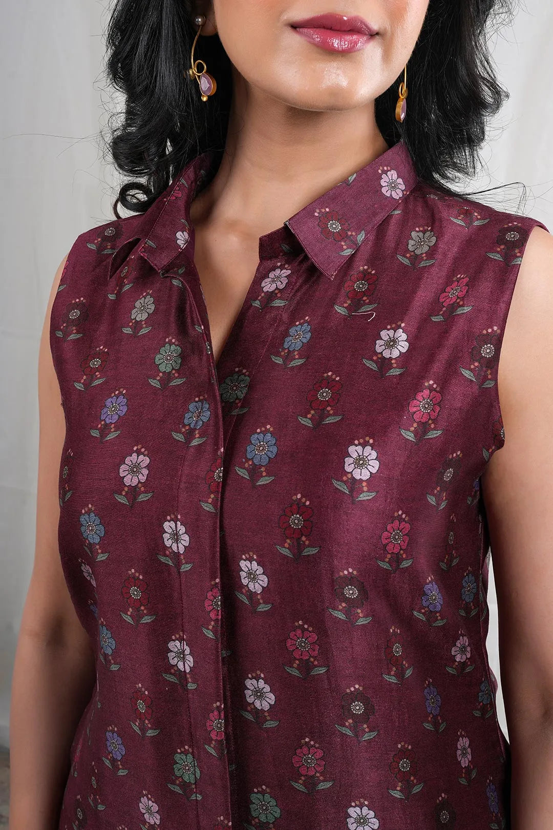 Mrinalini – Floral Print Silk 1 Piece Kurta in Brown Color Phalak Collection – Indian Wear