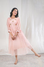 Shailee – Hand Embroidery Print Kota Doriya 1 Piece Dress in Pink Color Phalak Collection – Indo Western Wear