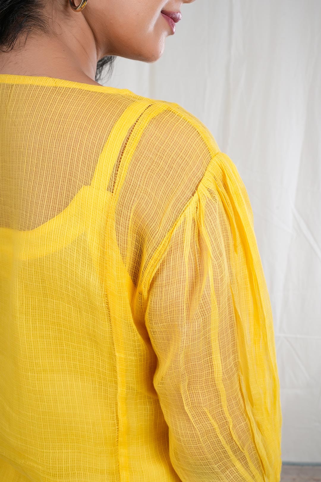 Swara – Hand Embroidery Print Kota Doriya 1 Piece Dress in Yellow Color Phalak Collection – Indo Western Wear