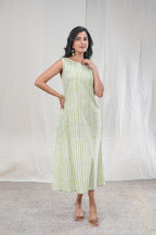 Taru – Stripe Print Premium Cotton 1 Piece Dress in Green,White Color Phalak Collection – Indo Western Wear