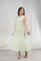 Taru – Stripe Print Premium Cotton 1 Piece Dress in Green,White Color Phalak Collection – Indo Western Wear
