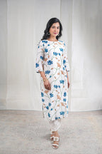 Vasanti – Floral Print Mul Chanderi 2 Piece Kurta Set in White Color Phalak Collection – Indian Wear