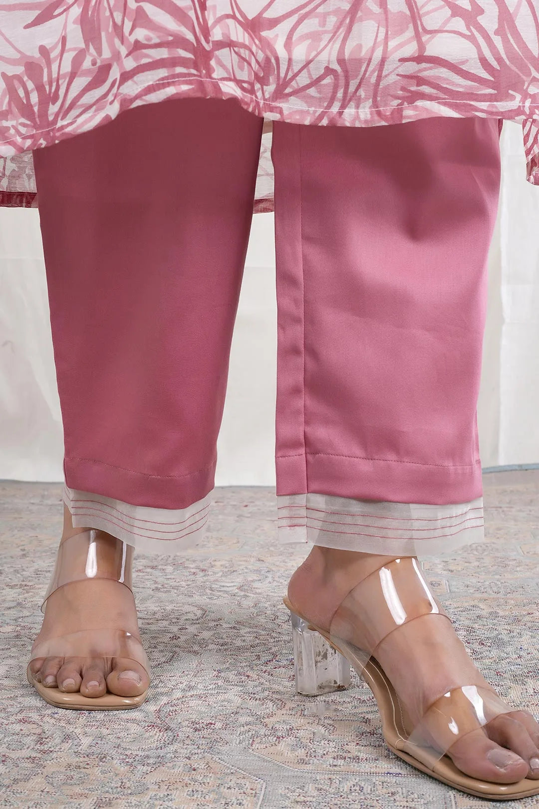 Yamika – No Print Swiss Silk Cotton 1 Piece Pant in Pink Color Phalak Collection – Indian Wear